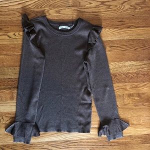 Alice + Olivia gold sparkle sweater with ruffles